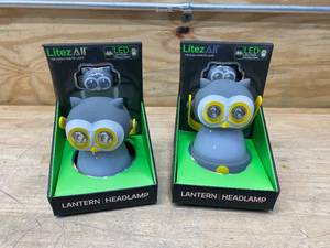 lot 76 image: LITEZALL Lot of 2-  Owl Lantern & Headlamp Combo Packs