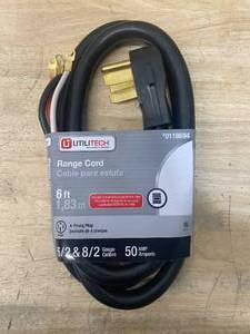 lot 118 image: UTILITECH 6-ft 4-Prong Black Range Appliance Power Cord