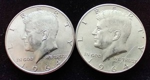 2 90% Silver Kennedy Half Dollars