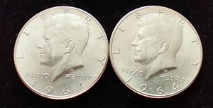 2 90% Silver Kennedy Half Dollars