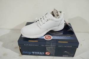 NEW Easy Works Peyton White Leather Slip Resistant Shoes - Womens 7.5 WW