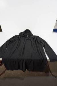 White Mark PS618-01 Black Open Front Hooded Cardigan - Plus Size