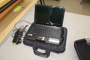 lot 433 image: Acer D257-13404 Aspire One Laptop Computer, AC Power Supply and Cords, Soft-Side Carry Case