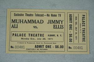 lot 23 image: 1971 Muhammad Ali vs Jimmy Ellis Boxing Match Telecast Original Ticket