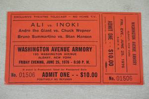 lot 25 image: 1976 Muhammad Ali vs Inoki Boxing Match Telecast Original Ticket