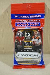 lot 37 image: 2020 Panini Prizm Hanger Pack of Football Cards with Bonus RedWhiteBlue Pack