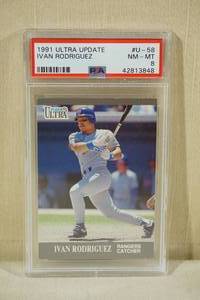 lot 88 image: 1991 Ultra Update Ivan Rodriguez Rookie Card - PSA 8
