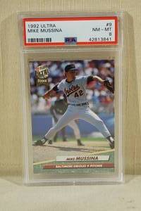 lot 89 image: 1992 Fleer Ultra Mike Mussina Rookie Card - PSA 8