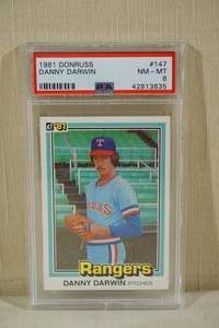 lot 90 image: 1981 Donruss Danny Darwin #147 - PSA 8