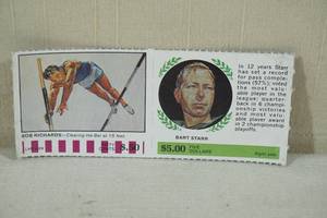 lot 93 image: 1968 American Oil Winners Circle Bart Starr and Bob Richards Game Card