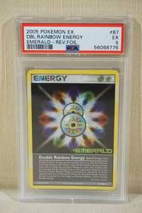 lot 164 image: 2005 Pokemon EX Double Rainbow Energy Emerald Reverse Foil Card - PSA 5