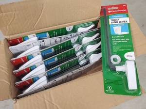 lot 115 image: New Case Quantity of 10 Fluidmaster Universal Toilet Tank Lever - White