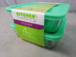 lot 153 image: New Set of 2 Glass Food Storage Containers with Lids