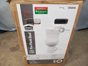 lot 2 image: New Dual Flush Toilet - Elongated Bowl, Chair Height - Needs One Part