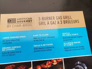 lot 1A image: New American Gourmet  Char-Broil 3 Burner Gas Grill