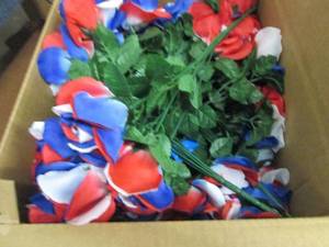 Box of Red, White & Blue Artificial Roses