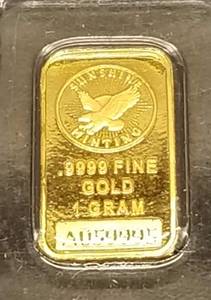 1 GRAM .999 FINE GOLD BAR IN SEALED CARD