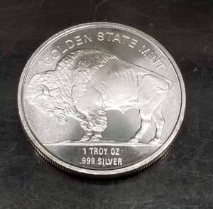 1 TROY OZ .999 FINE SILVER INDIAN BUFFALO ROUND