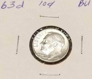 2 BU 1963-D ROOSEVELT SILVER DIMES