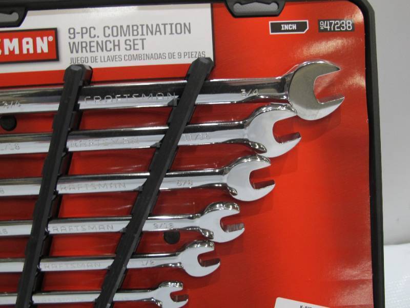 lot 922 image: CRAFTSMAN 9-Piece Set 12-point Standard (SAE) Standard Combination Wrench Set