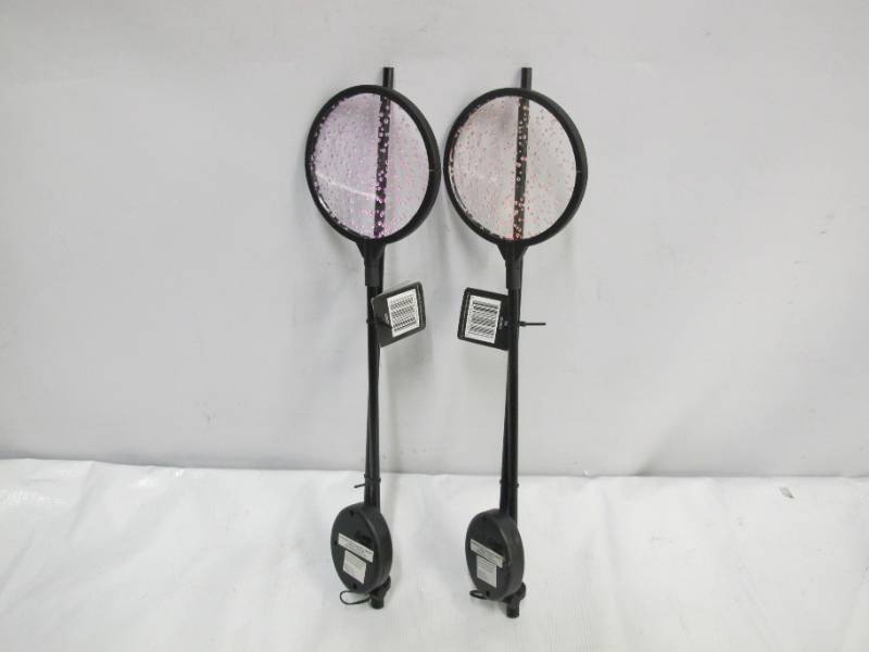 lot 958 image: Pair of PARADISE LIGHTING GL39879 CIRCULAR BUBBLE TOP OUTDOOR GARDEN STAKE, ACRYLICIRON, BLACK, 34.65