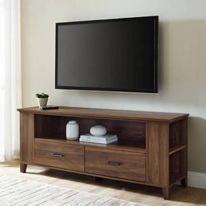lot 414 image: Walker Edison 60 Rustic Wood TV Stand - Dark Walnut - W60CMPDW