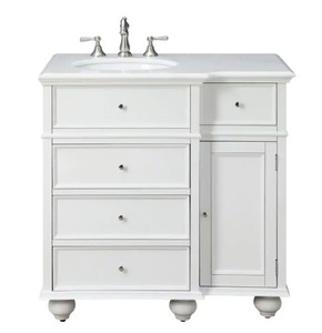 lot 429 image: Home Decorators Collection Hampton Harbor 36 in. W x 22 in. D Bath Vanity in White with Natural Marble Vanity Top in White