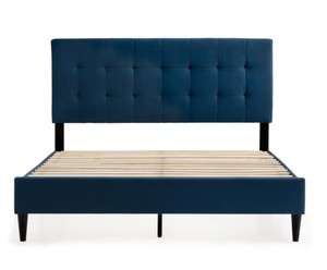 lot 438 image: Brookside Tara Blue Navy Twin Square Tufted Upholstered Platform Bed