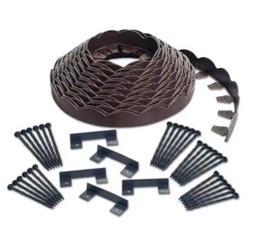 lot 439 image: ProFlex 2 in. x 100 ft. Brown Polyethylene Scalloped Woodgrain No-Dig Edging Kit