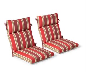 lot 440 image: 2 Pack of 21.5 in. x 44 in. x 4 in. Chili Stripe Outdoor Highback Dining Chair (2 Pack)
