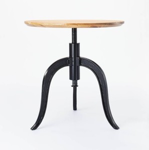 lot 442 image: Round Wood End Table with Adjustable Height Brown - Threshold designed with Studio McGee