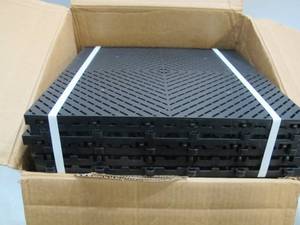 lot 471 image: 12 in. W x 12 in. L Jet Black Swisstrax Home Modular Polypropylene Flooring - 24 Tiles