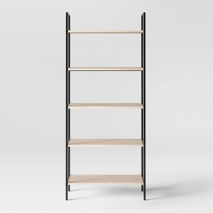 lot 448 image: 72 5 Shelf Loring Ladder Bookshelf - Project 62 - Vintage Oak Finish
