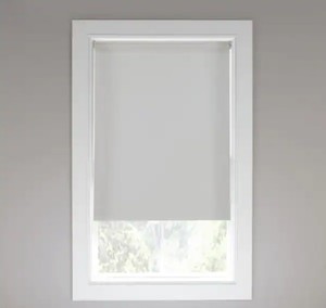 lot 462 image: StyleWell Cut-to-Size White Cordless Blackout Vinyl Roller Shade 37.25 in. W x 78 in. L
