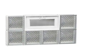 lot 477 image: Clearly Secure 31 in. x 11.5 in. x 3.125 in. Frameless Vented Diamond Pattern Glass Block Window