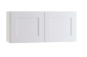 lot 480 image: Home Decorators Collection Newport Assembled 30 x 12 x 12 in. Plywood Shaker Wall Kitchen Cabinet Soft Close in Painted Pacific White