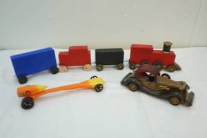 wood train and classic car