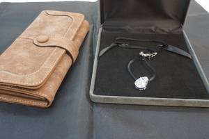 necklace and wallet