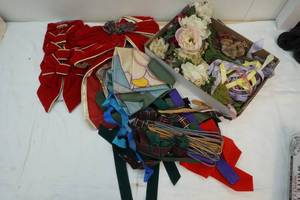 bows and silk flowers