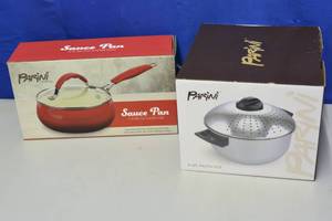 6 Qt pasta pot and 1.5 Qt sauce pan