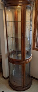 lot 5 image: Stunning Vintage Gordons Round Wood and Glass Curio Cabinet