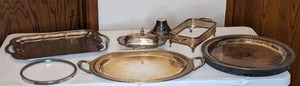 lot 62 image: Lot of Vintage Silver Plated Serving Pieces and Parts by International Silver and Leonard