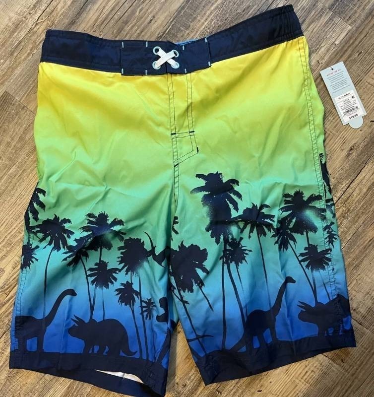 Cat &amp Jack Dinosaur Swim Trunks Shorts XL Husky Boys