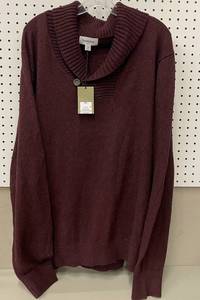 Goodfellow Mens Regular Fit Pullover Shawl Sweater- Burgundy Size L.