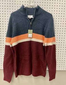 Goodfellow Mens Soft Zip-Up Crewneck Striped Pullover Sweater.&nbsp Size M.&nbsp