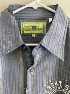 PLATINI Designer Mens Button Down Shirt Slim Fit Size L