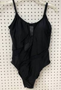 Shade &amp Shore Black Swirl Mesh Womens Swimming Suit Size S.
