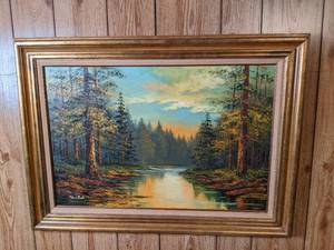 lot 206 image: Framed David Scott canvas oil paint...