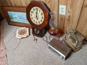 lot 236 image: Vintage clocks radio lamp and ocean...