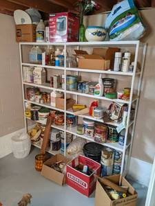 lot 245 image: 6 foot x 6 foot metal shelf includi...